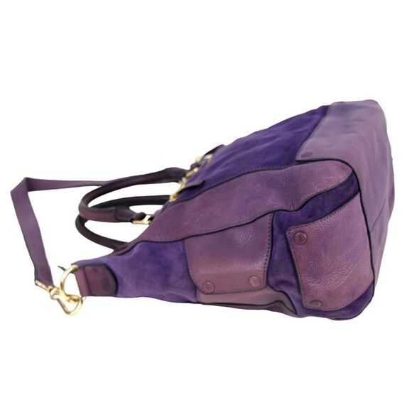 Vince Camuto PURPLE GENUINE LEATHER SHOULDER BAG HANDBAG TOTE HOBO PURSE - Picture 8 of 16